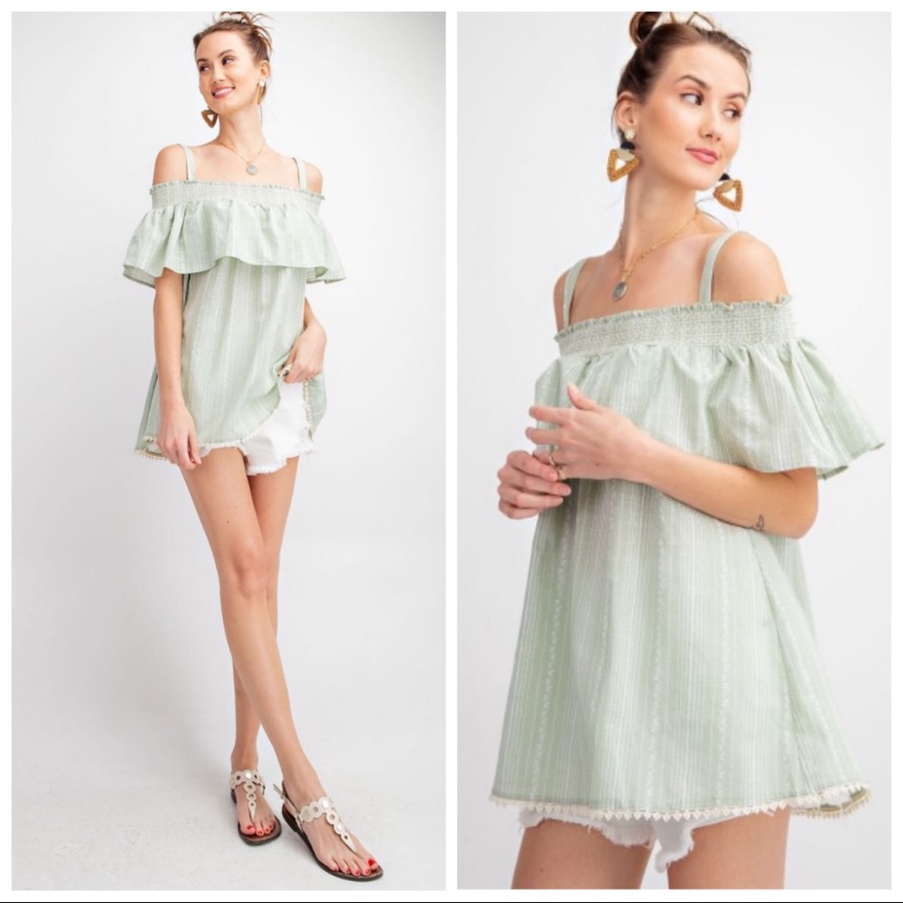 ✴️ FINAL SALE! OFF THE SHOULDER FLOUNCE TOP S M L